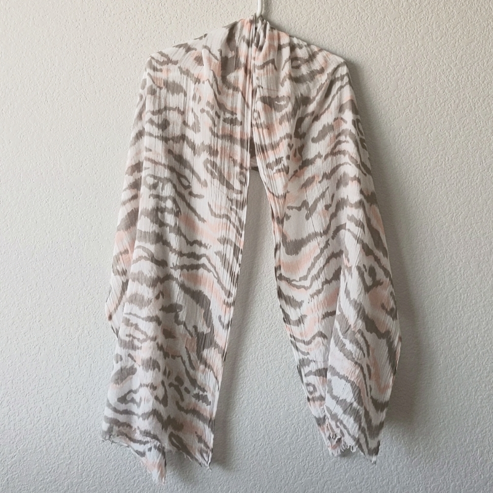 Taupe, Light Pink, and White Marbled Scarf